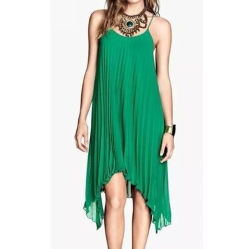CATO NEW Emerald Green Swing Dress Womens XL Accordion Pleated Asymmetrical NWT